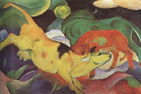 Franz Marc Cows,Yellow,Red Green (mk34) Germany oil painting art